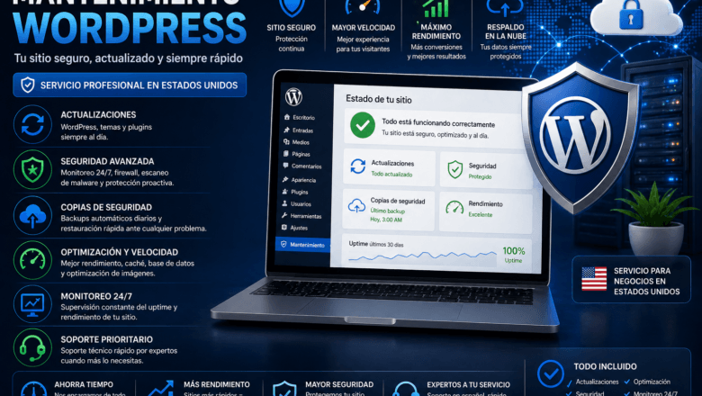 Mantenimiento WordPress: qué incluye y cuánto cuesta en EE.UU.
